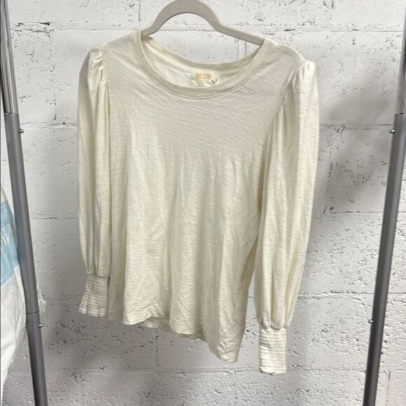 Nation LTD Cream Fitted Long Sleeve Blouse - Like New - Size Small Cuffed - Picture 1 of 5